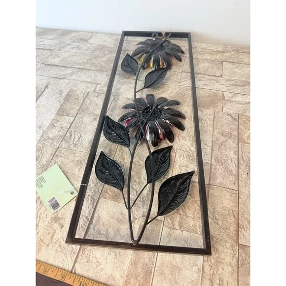 NWT Metal Flower Wall Decor 2 Flowers Outdoor Inside Art Backyard Decorations - Picture 4 of 6